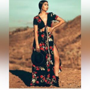 Olivaceous rose maxi skirt